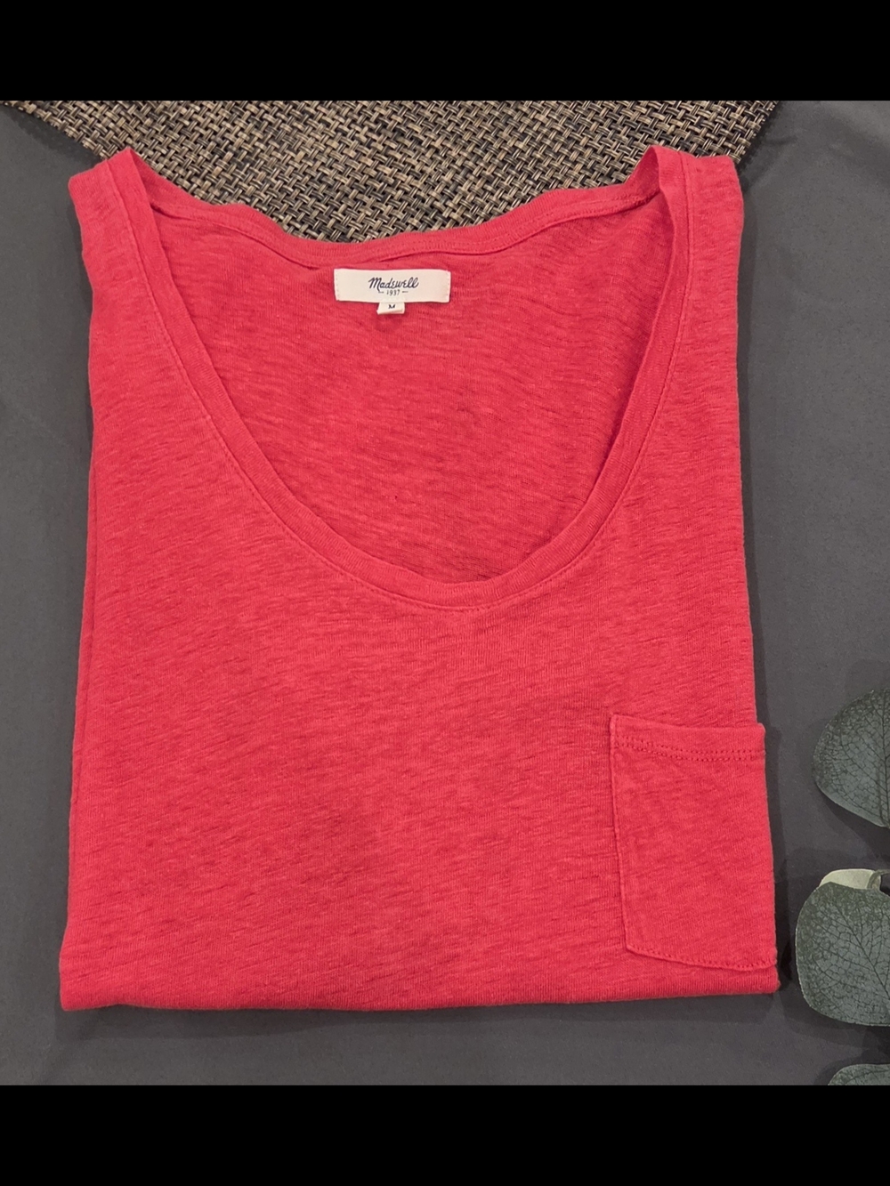 Madewell 100% Linen Timeoff Tee Pink Short Sleeve Size M